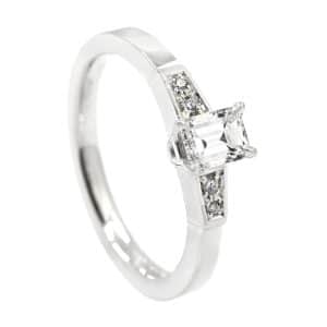 Emerald cut diamond white gold ring