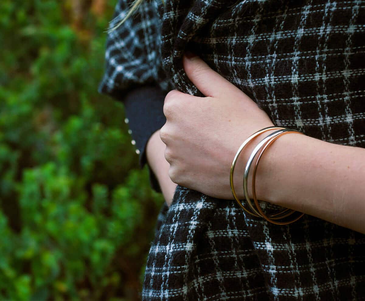 set of three bracelets on wrist