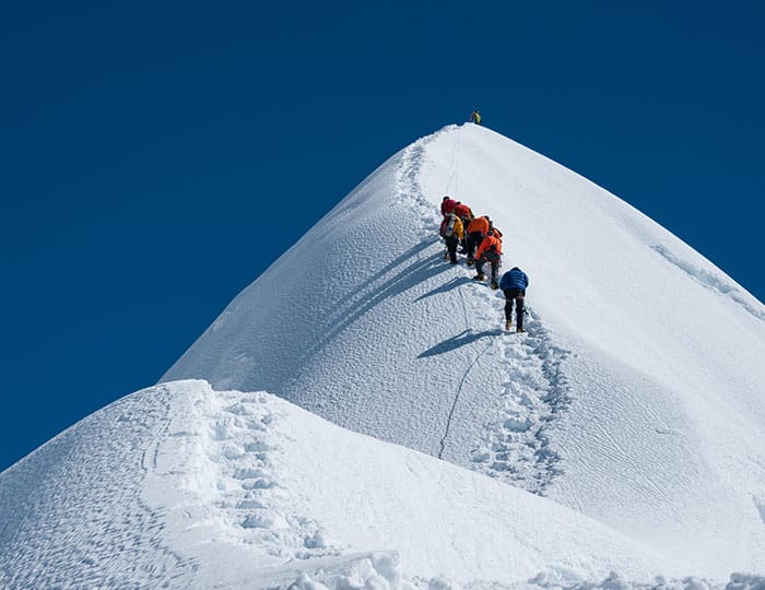 climbers on Mount Everest