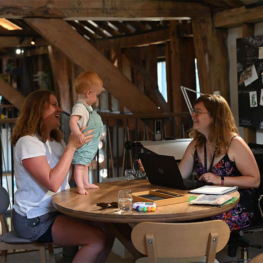 jewellery design consultation with baby on table