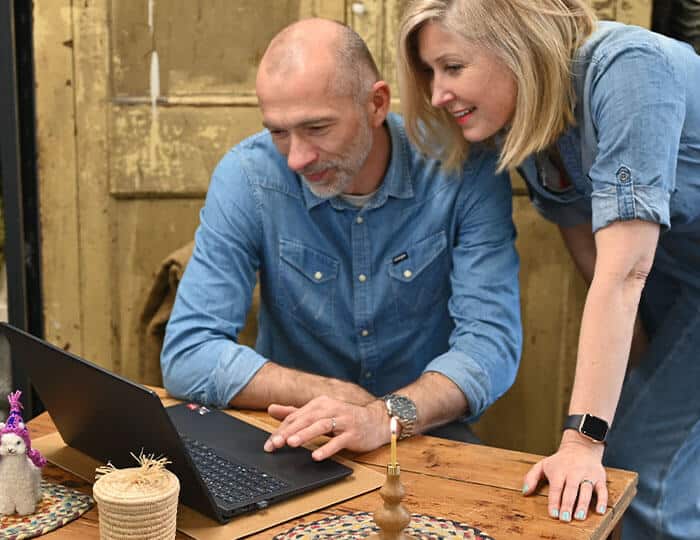 couple looking at laptop