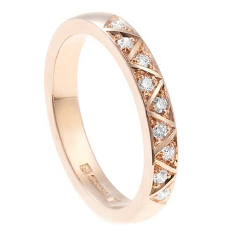 Rose gold diamond triangle detail ring