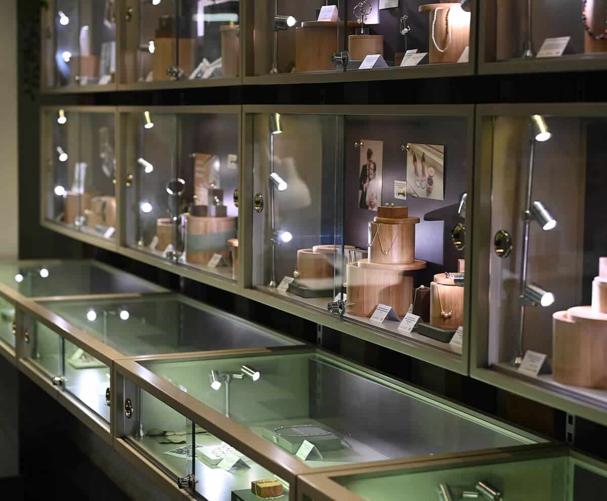 Jewellery cabinets side view