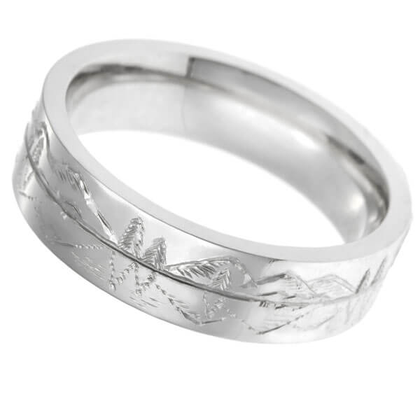 landscape engraved wedding band