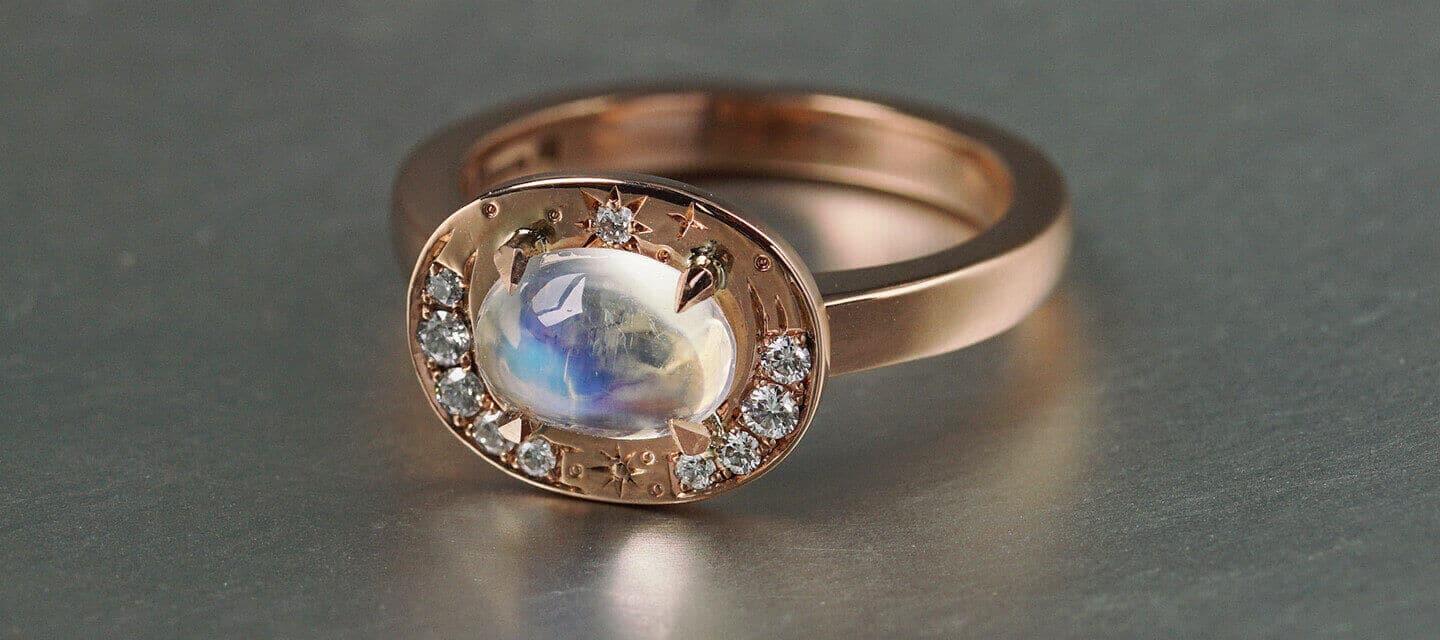 Moonstone in rose gold ring