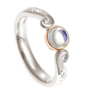 swirl band ring with moonstone