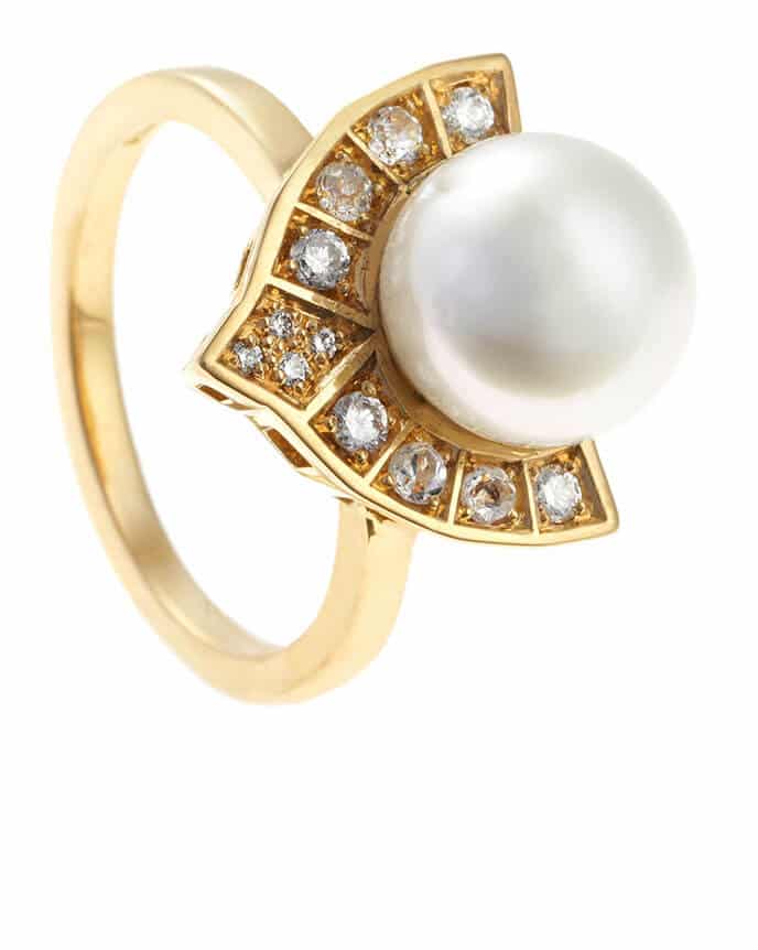 dramatic pearl and diamond dress ring