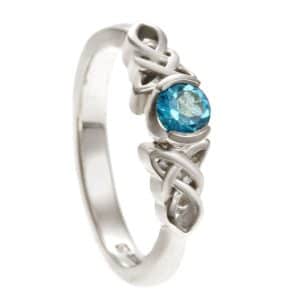 Swiss blue topaz in Celtic ring