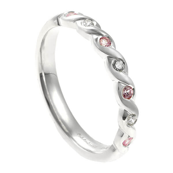 gemstone twist silver ring