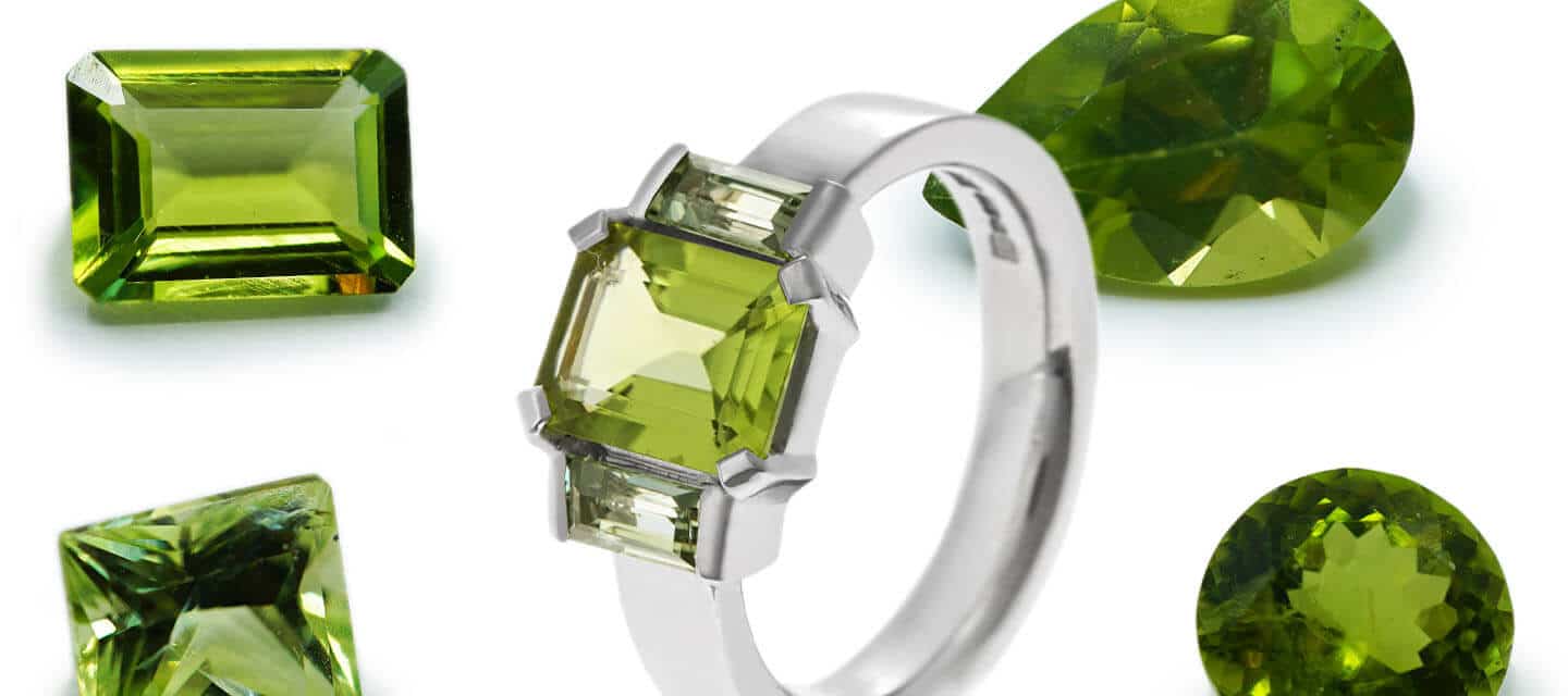 Peridot ring and loose peridot gemstones