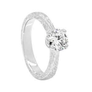 Round Diamond Engraved Ring