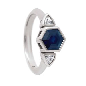 Blue Hexagonal sapphire ring