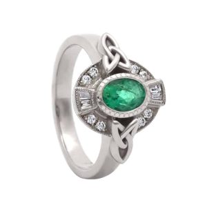 Green stone art deco ring