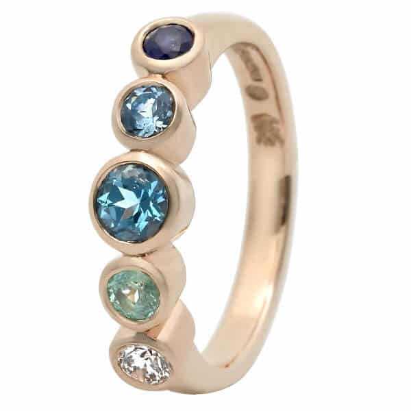 5 blue stone dress ring