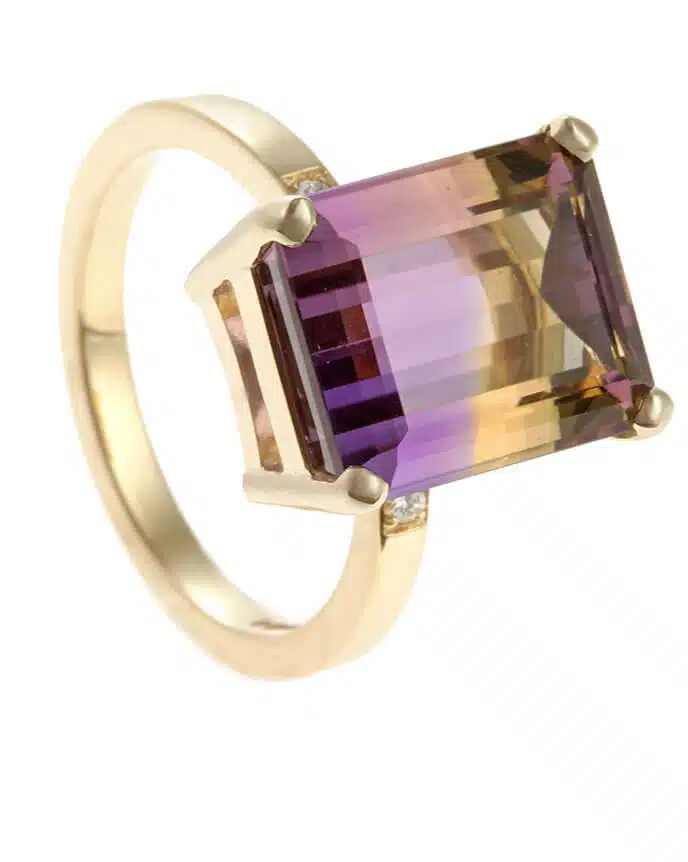 purple yellow gemstone dress ring