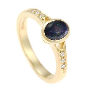 black opal gold ring