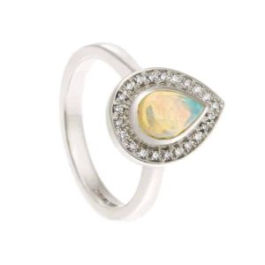 Opal ring diamond halo