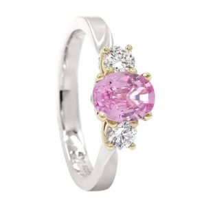 pink tourmaline mixed metal ring