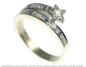 Shooting star inspired ring