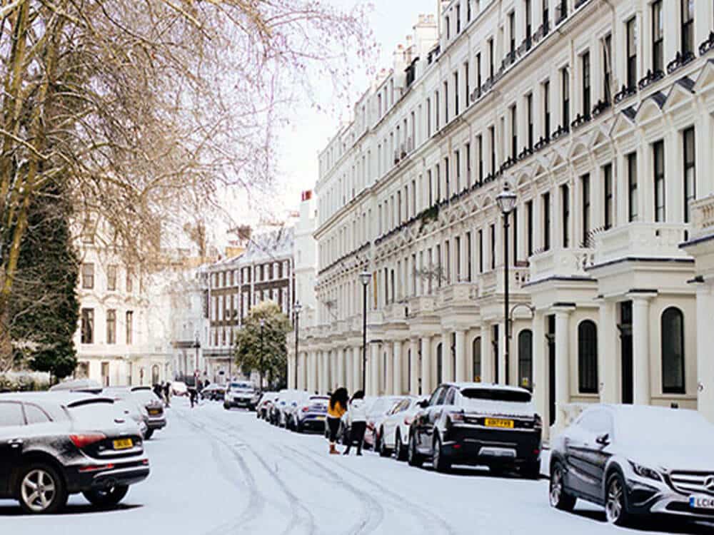 London street in the snow