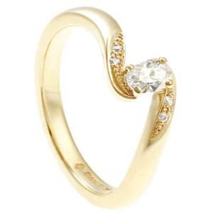 twisted gold and moissanite engagement ring